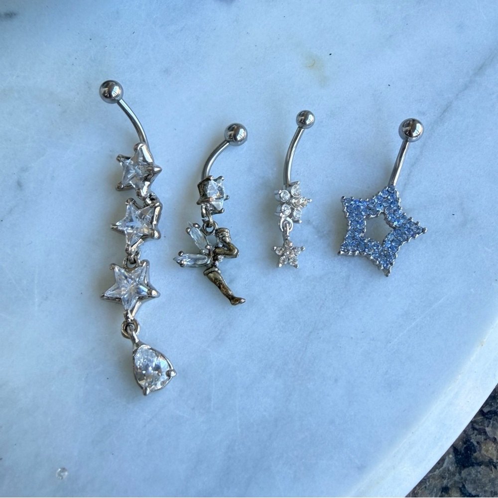 Y2K Vintage Belly Button Ring Lot | 4 Dangle Navel Rings